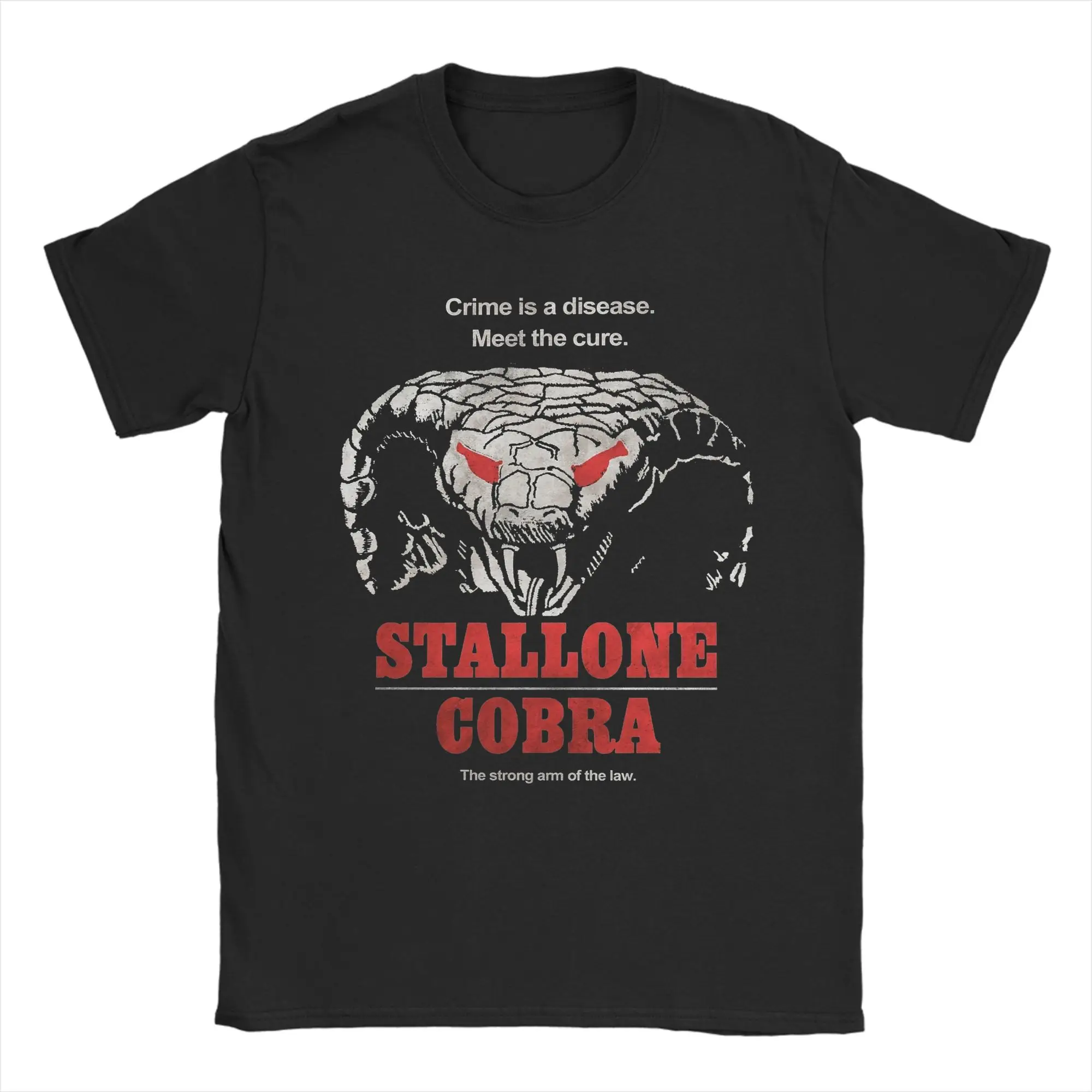 Фото Мужские футболки Stallones Cobra Movie Hipster из чистого хлопка, футболка с короткими рукавами, одежда с круглым вырезом, большие размеры №1