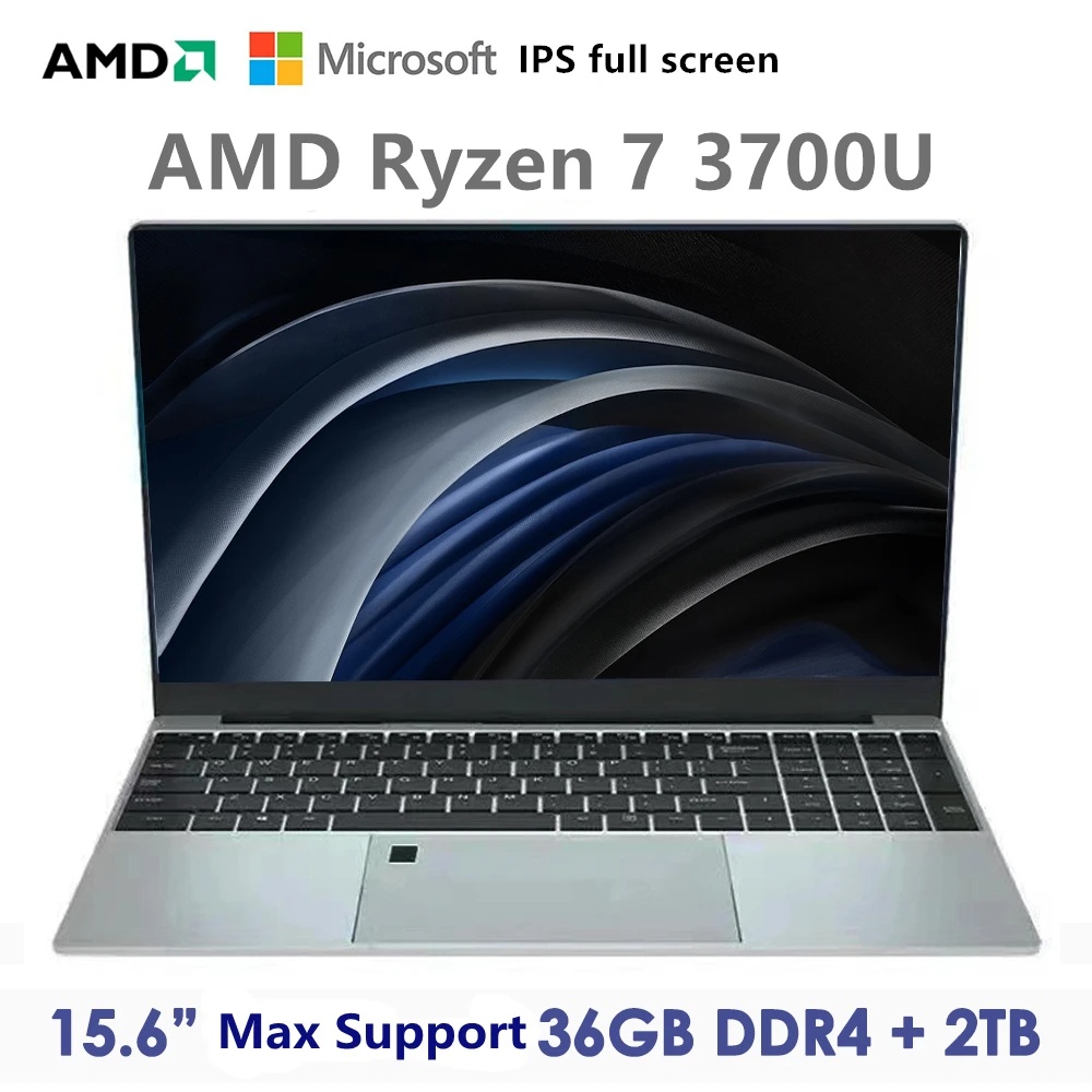 AMD Ryzen 7 3700U Windows 10 11 Pro Max RAM 36GB Rom 2TB SSD Pc Para Juegos 5G WIFI Bluetooth IPS Gaming Laptop Computer Notbook