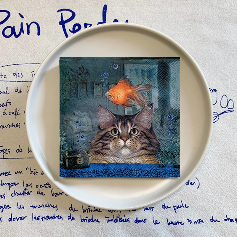 20 шт./упаковка бумажные салфетки в виде кошки