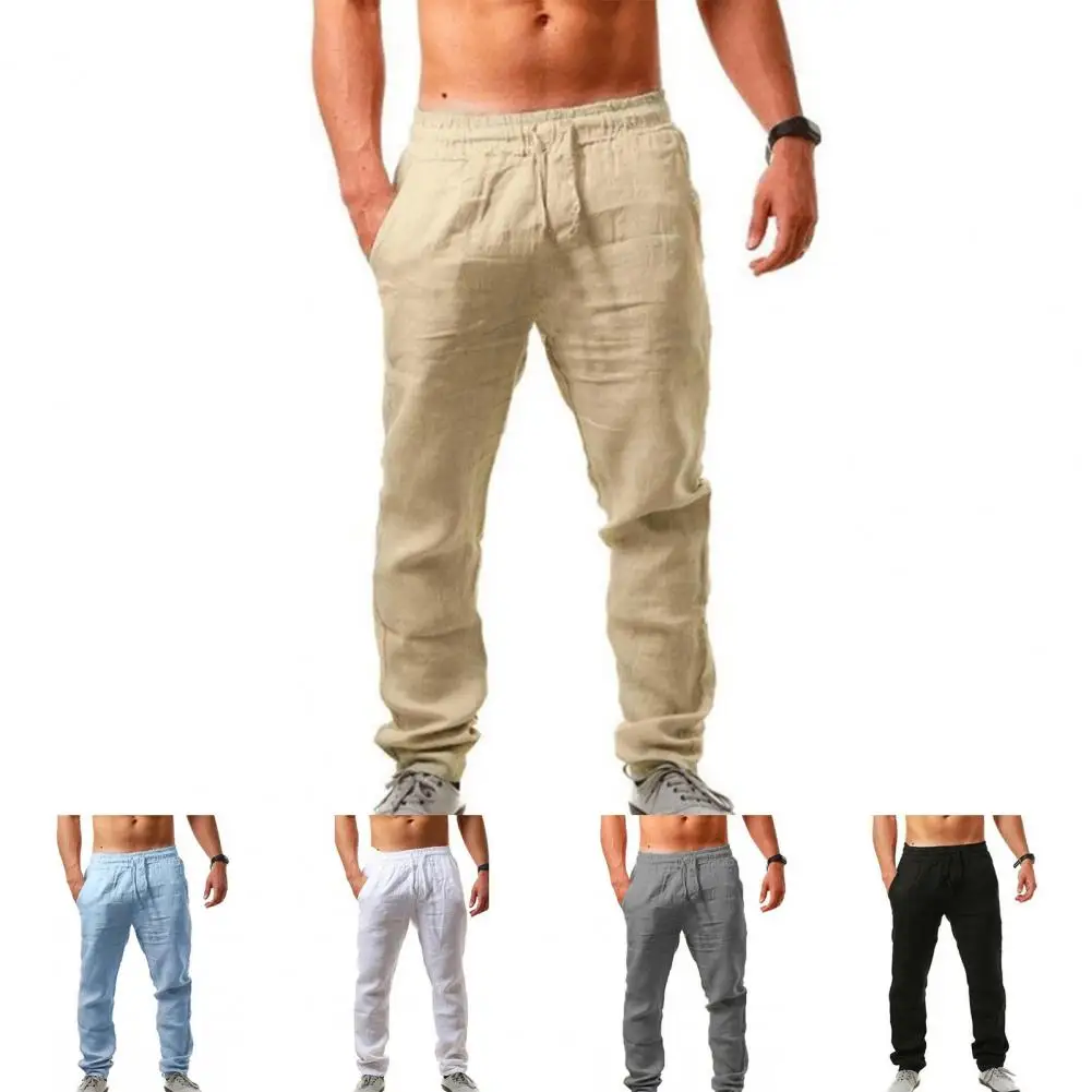 

Chic Breathable Pure Color Casual Sweatpants Men Pants Comfy Mid Rise