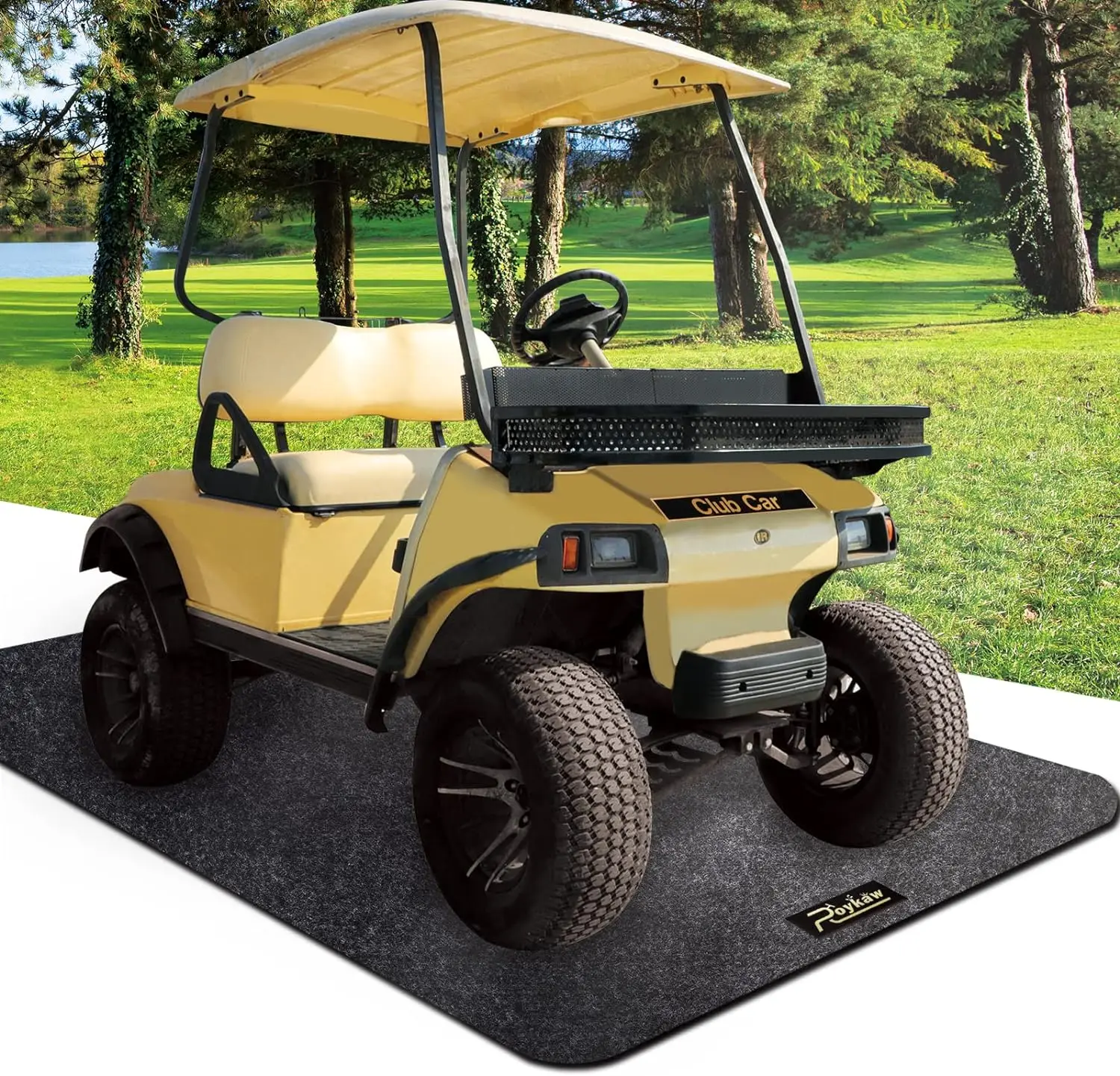 

Cart Parking Mat for EZGO, Club Car, ,ATV, UTV and Small Utility Vehicles, Slide-Resistant, Petroleum Pollution Protection - 9.1