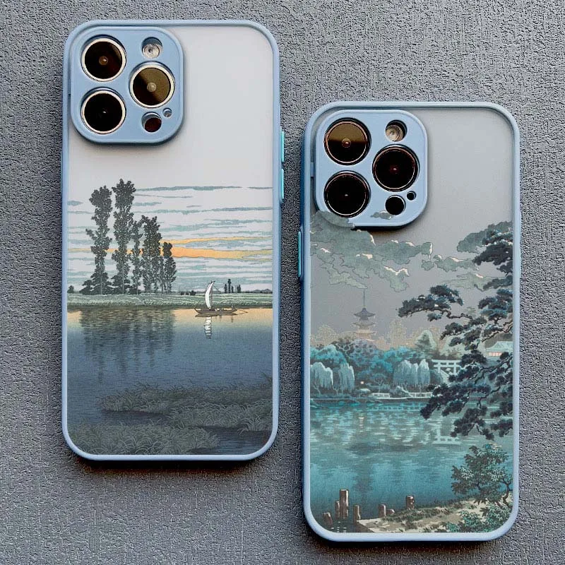 

Landscape phone case For iPhone XS X XR SE2 14 11 12 13 15 Pro Max Mini 7 8 Plus Japan Series Aestheticism Scenery Back Cover