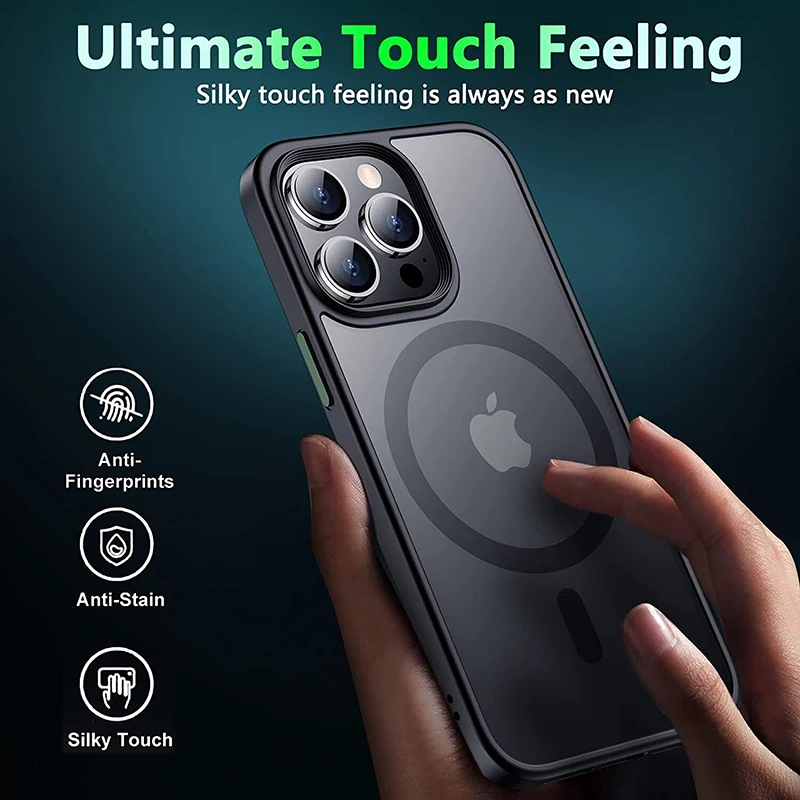For Magsafe Magnetic Wireless Charge Shockproof Matte Phone Case For iPhone 14 13 12 11 Pro MAX Silicone Bumper Clear Hard Cover