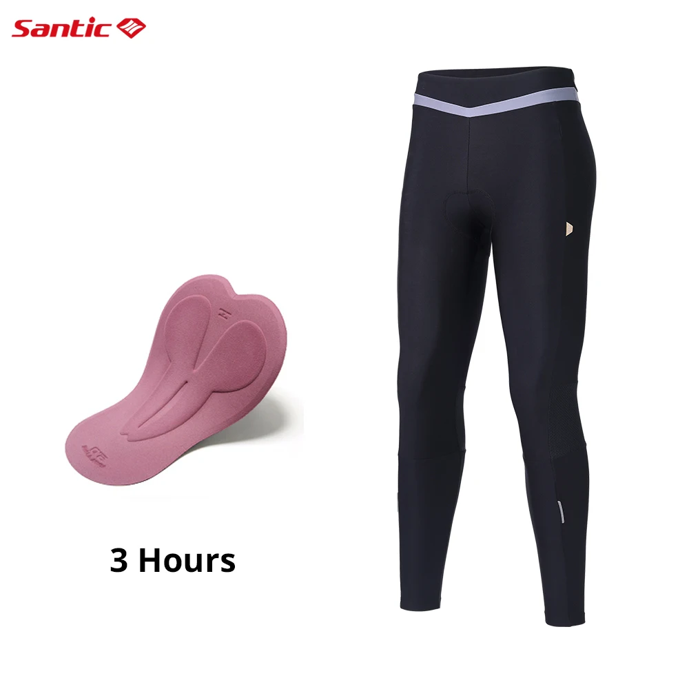 Santic Cycling Women's Pants Outdoor Biking MTB Bike Windproof Warm Plus Fleece Large Stretch Yoga Pants Running Exercise Tights