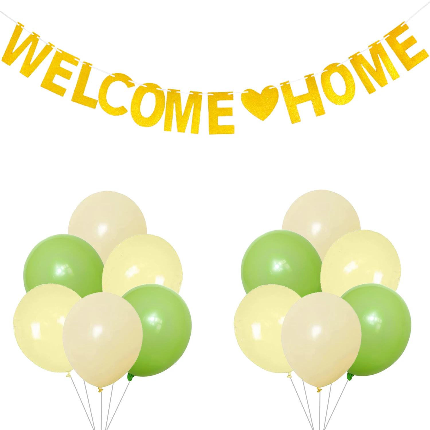 

Sursurprise, добро пожаловать, украшения для домашвечерние, золотые, добро пожаловать в домашнюю обстановку, набор желтых, зеленых латексных шаро...