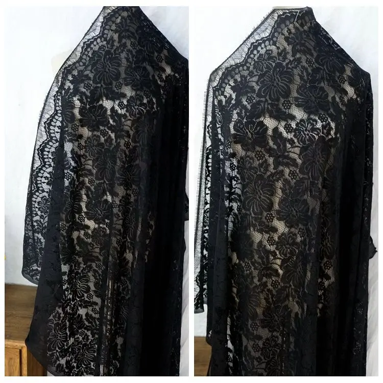 

Высококачественная двухцветная светло-серая сетка с черными нитями, крючок для ресниц, приятная для кожи кружевная ткань для одежды, аксессуары для юбки «сделай сам»