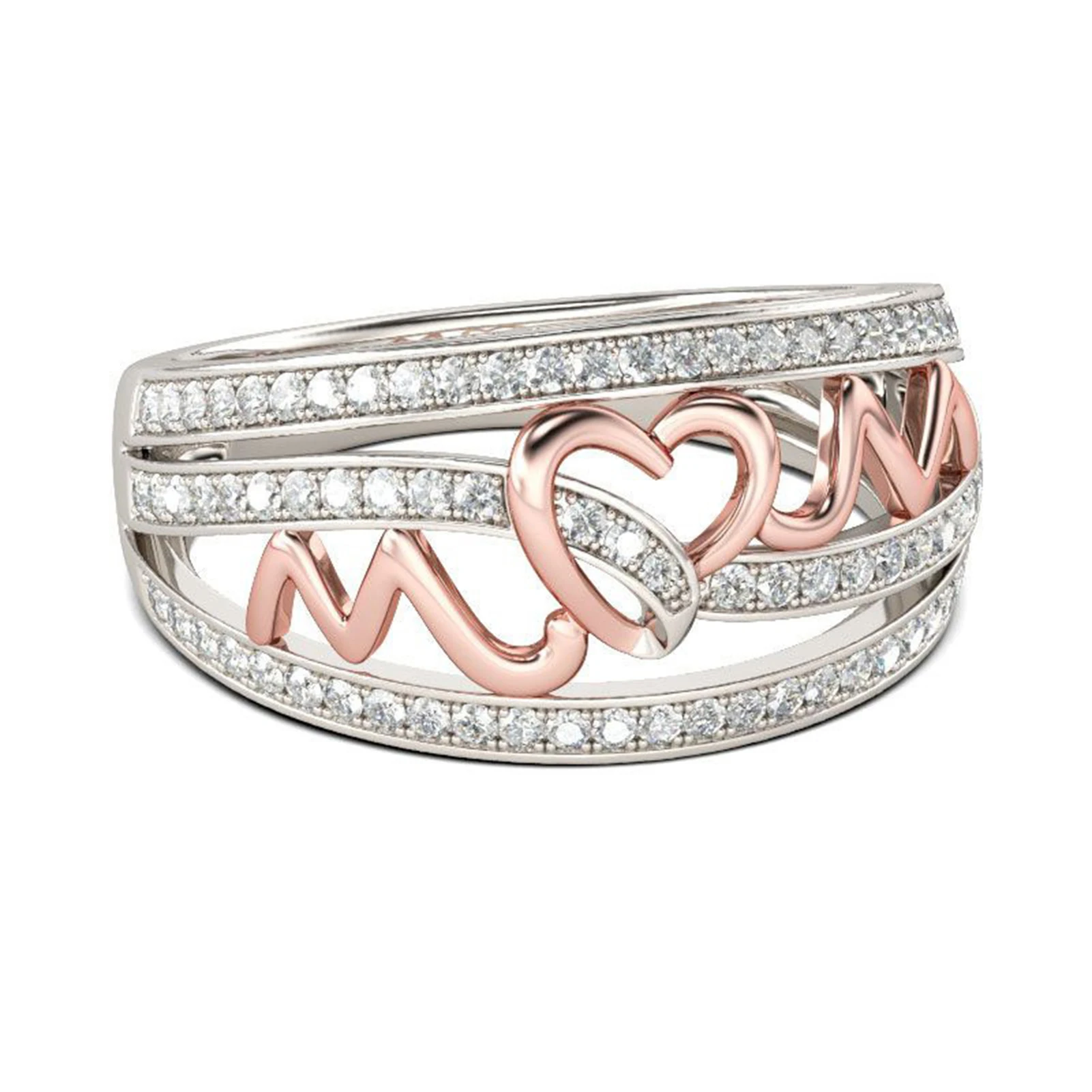 

Woman Rings Letter Mom Glittery Rings Alloy Finger Jewelry Mother's Day Gift
