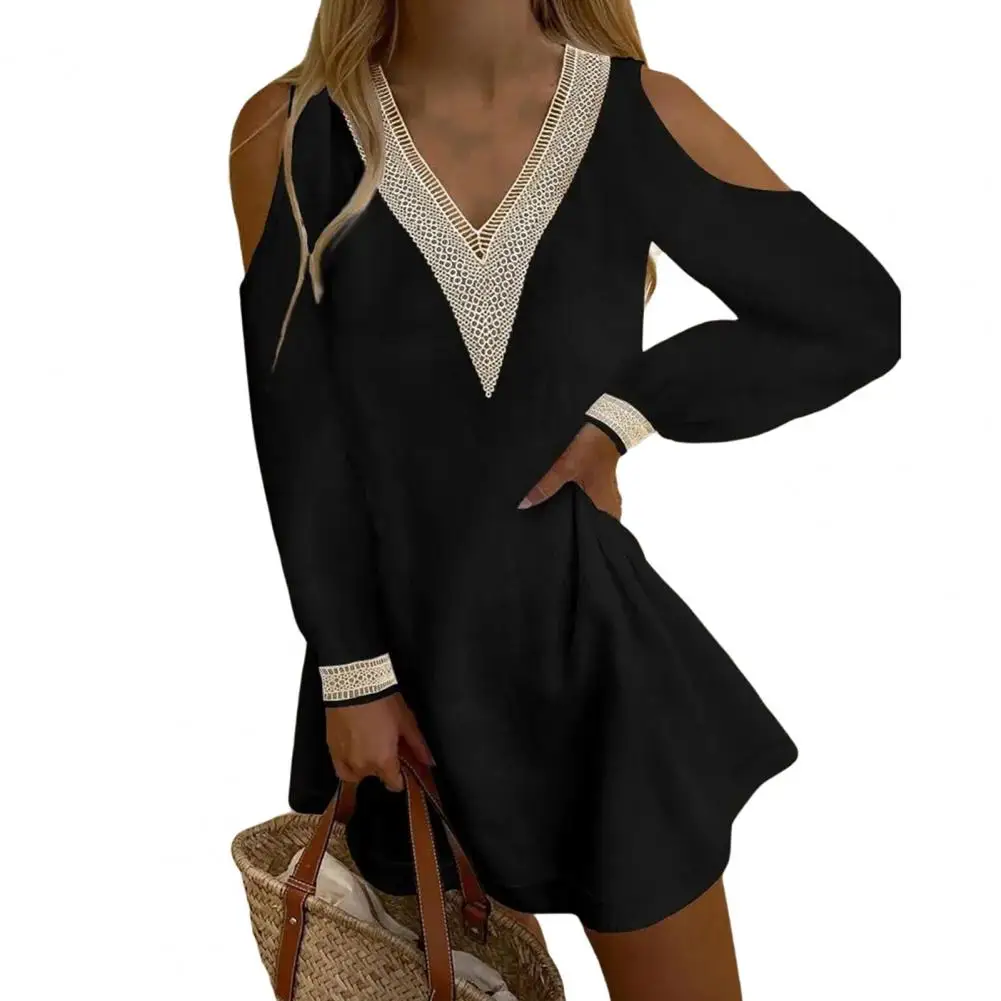 

Attractive Summer Dress Solid Color Soft Casual Dress Lady Elegant Casual Mini Dress
