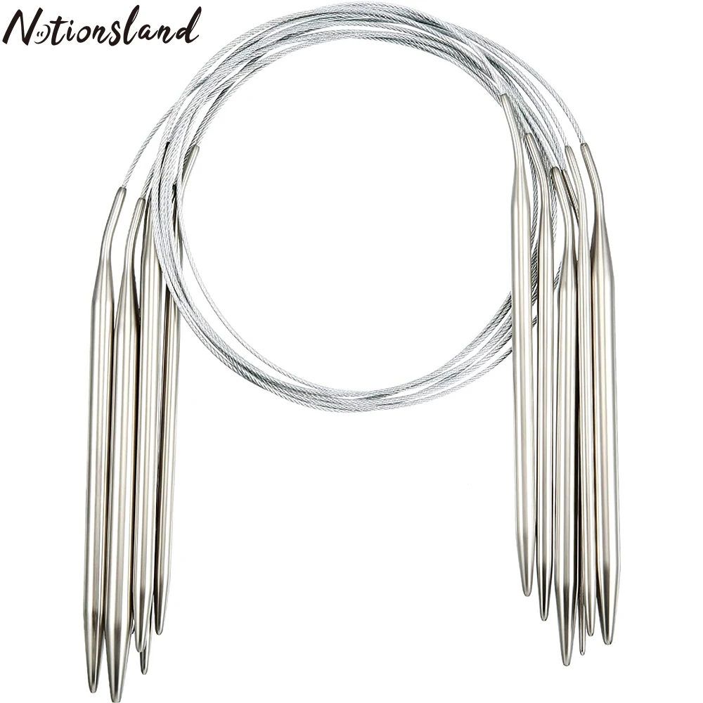 

6pcs Stainless Steel Circular Knitting Needles Set 2-4.5mm 32Inch Crochet Needles Yarn Needles for Any Weave Yarn Projects