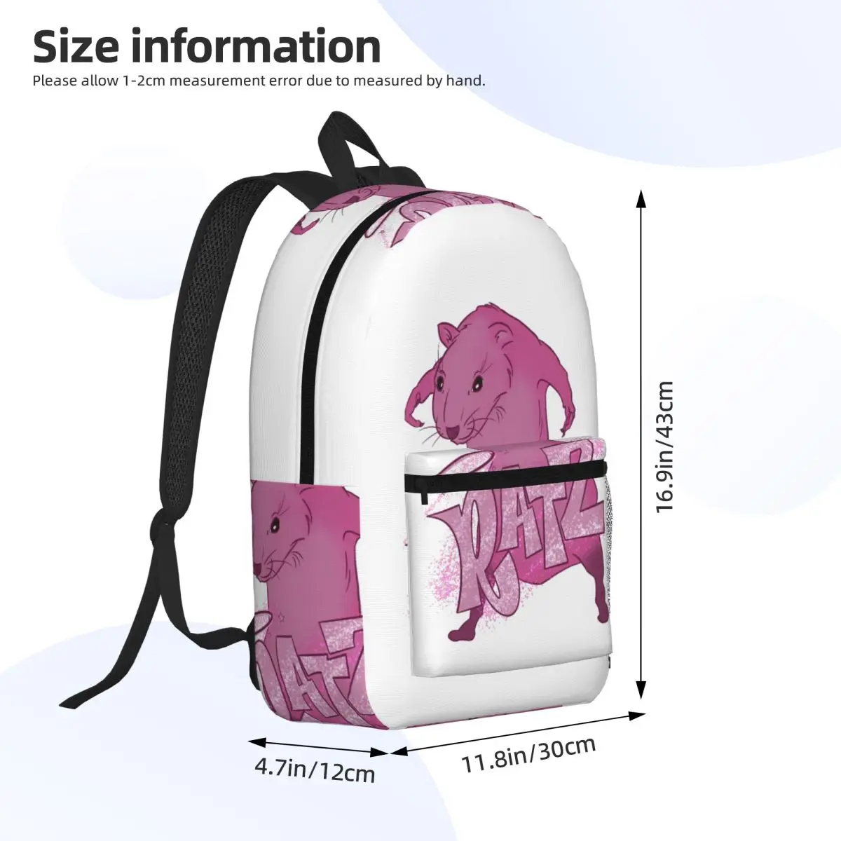 Фото Рюкзак RATZs PINK MOUSE, вместительный рюкзак для мальчиков и девочек, школьная сумка, сумки на плечо для мужчин и женщин №4