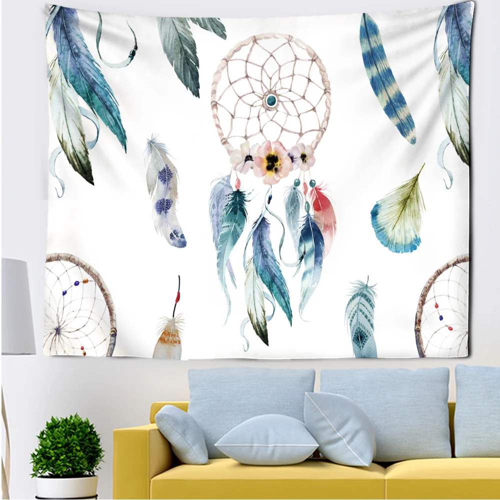 

Creative Tapestry Of Wind Chimes And Feathers Fresh And Simple Living Room Bedroom Wall Decoration Decor Home Textile Products