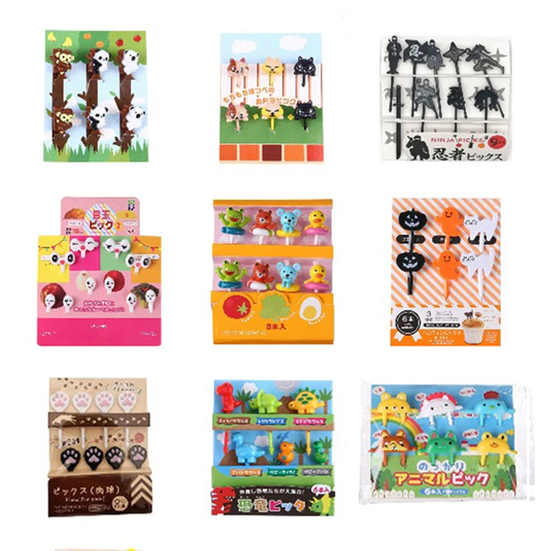 

Halloween Christmas Bento Vegetable Crockery Cute Mini Chopsticks For Children's Fruit Forks Kids Food Picks Cartoon Animal