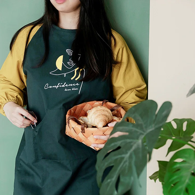 

New apron coverall adults' household pure cotton cloth with long sleeves fashionable waterproof household painting clothes for