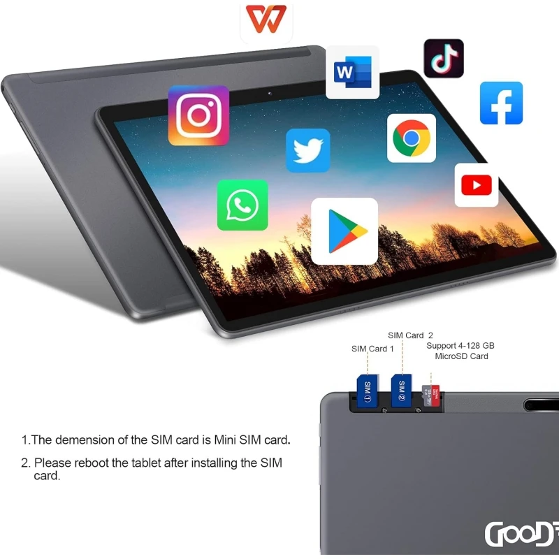 Фото НОВЫЙ планшет Android 10 с Type-C, 10.1 дюйма, поддержка звонков 2G/3G/4G, процессор MT6763, восьмиядерный, 4 ГБ ОЗУ, 64 ГБ ПЗУ, 1280 x 800 пикселей, 2 SIM-карты, G3 №5