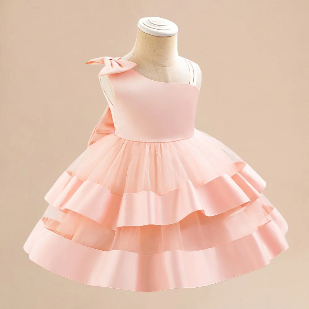 Нарядное платье для маленьких девочек розовый костюм на первый день рождения