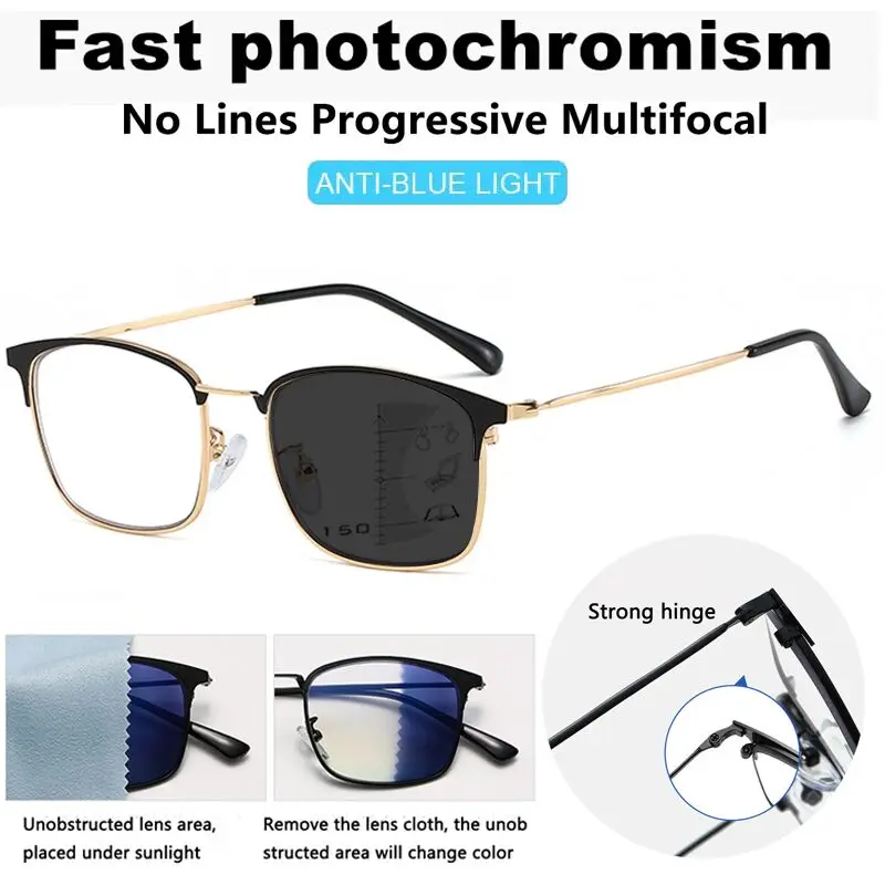 Прогрессивные многофокальные фотохромные очки для чтения мужчин новинка