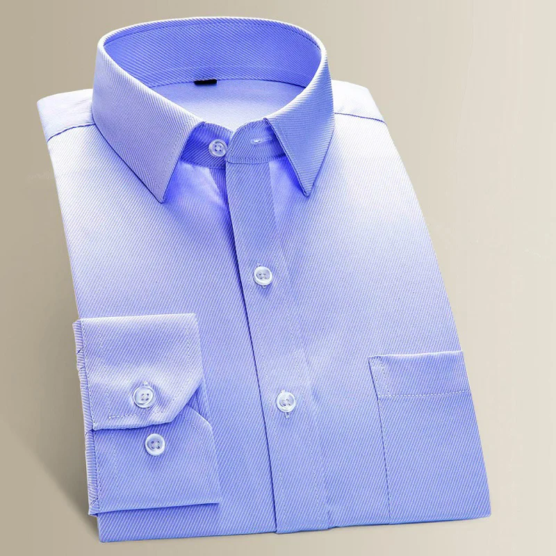 Shirt men's long-sleeved middle-aged and young four seasons business casual fashion iron-free solid color cotton white slim fit