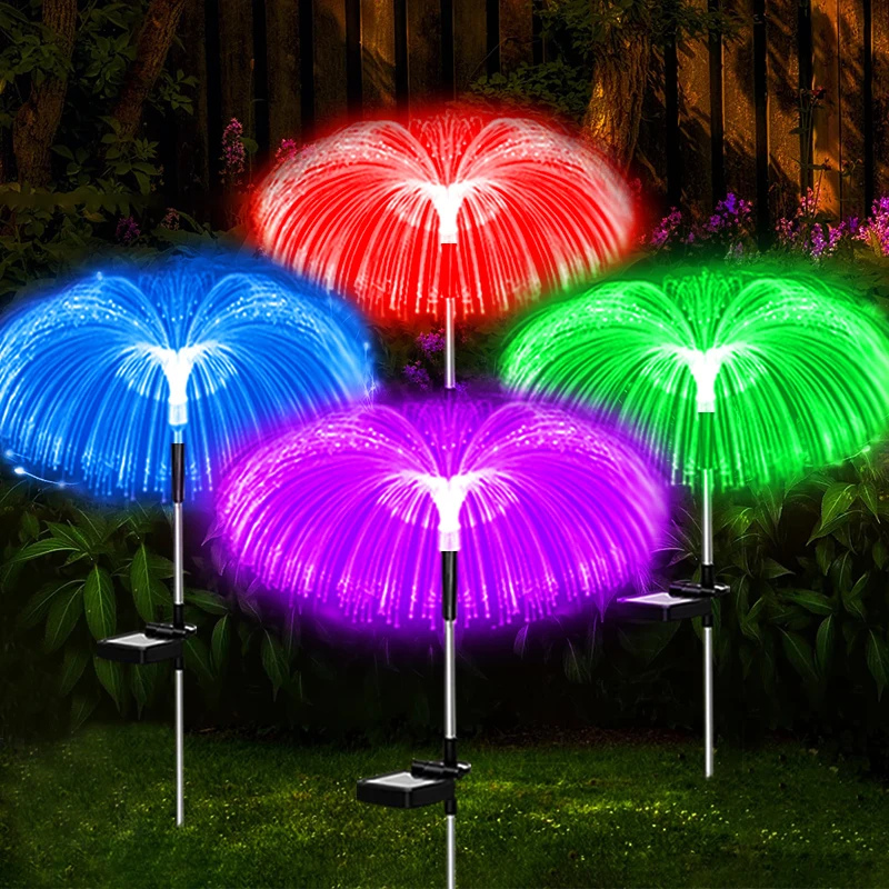 

LED Solar Lights Outdoor Garden Lawn Decortion Fiber Optic Jellyfish Solar Lights For Patio Pathway Villa Yard