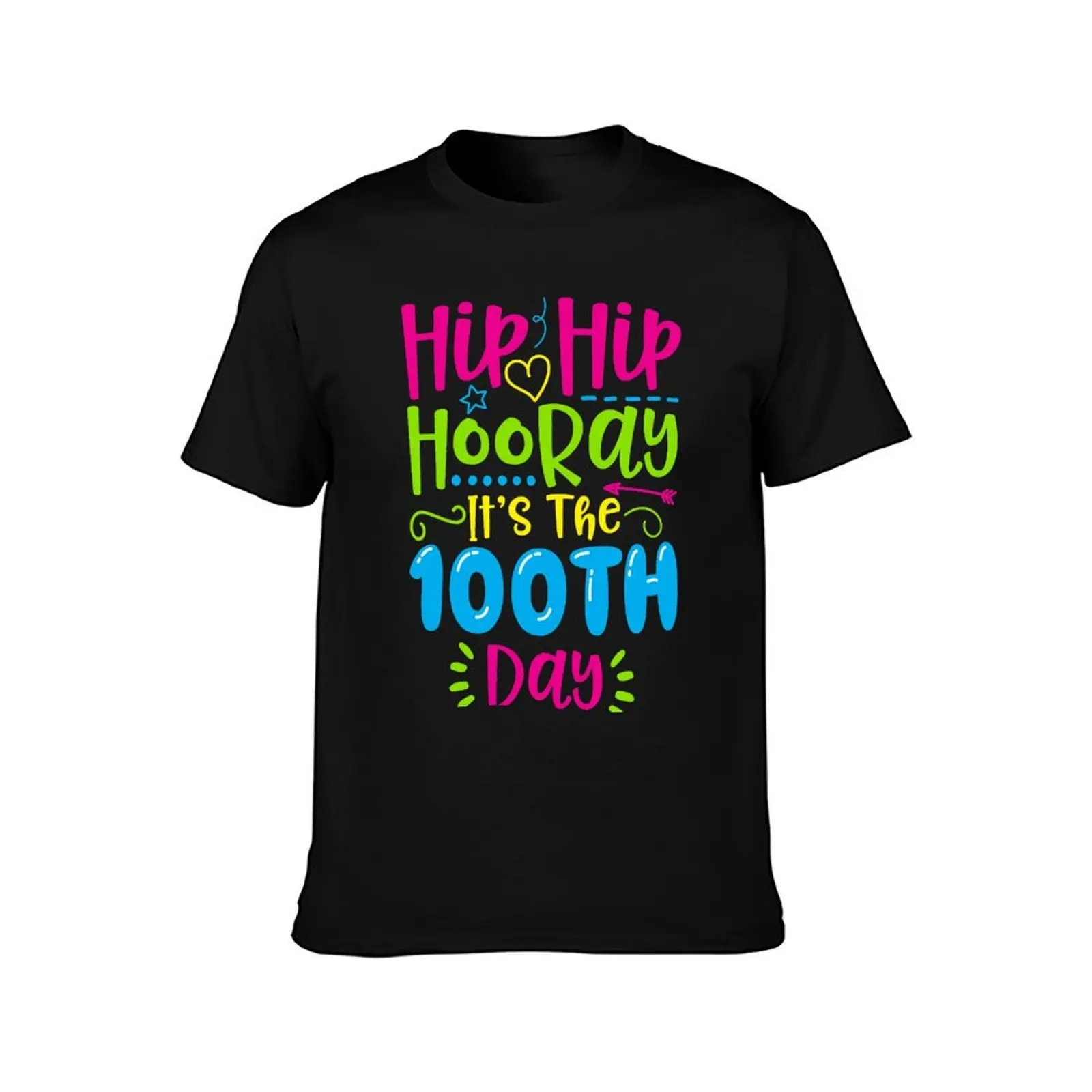 Фото Футболка Hip Hip Hooray It's The 100th Day of School, повседневная базовая футболка в уличном стиле №2