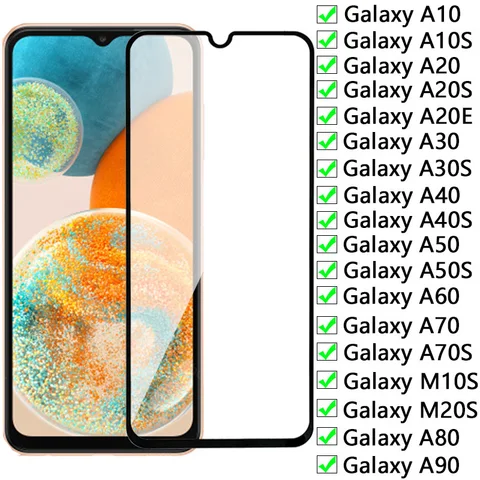 Закаленное стекло с полным покрытием для Samsung Galaxy A10 A20 A30 A40 A50 A60 A70 A80 A90, защитная пленка для экрана A10S A20S A20E M10S M20S