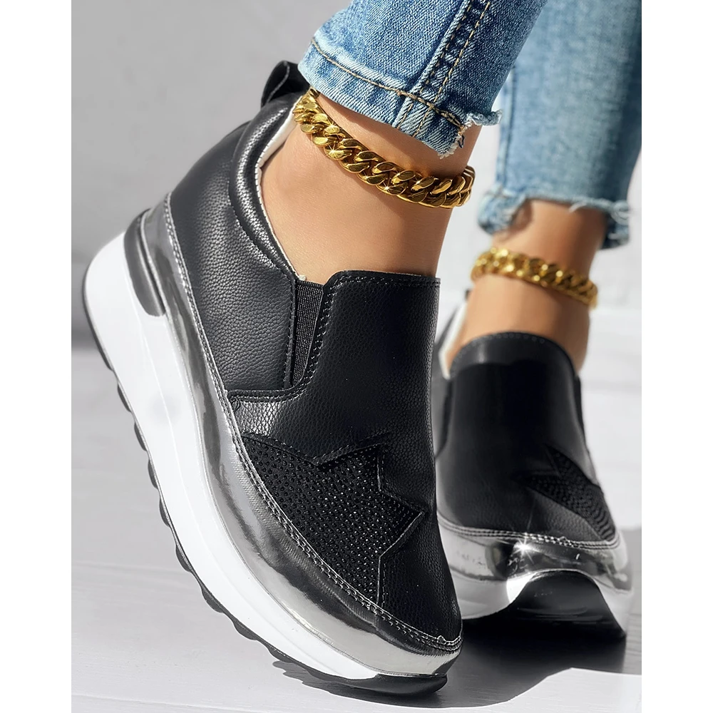 Женские кроссовки на платформе сетчатые сникерсы выход без застежки с цветными