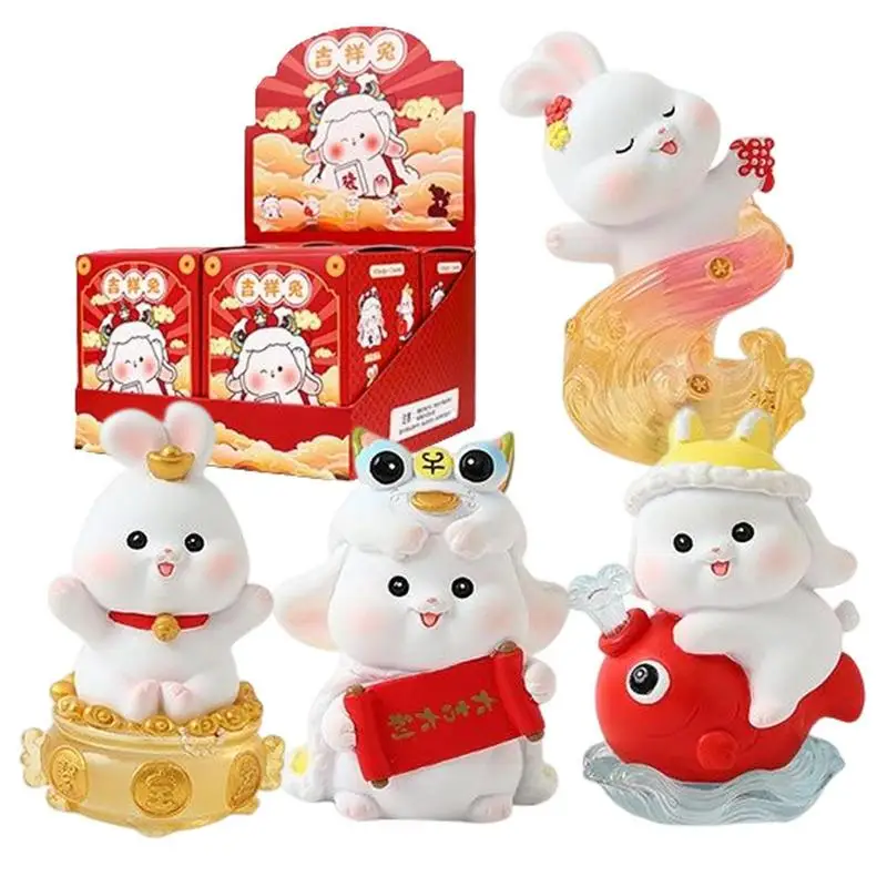 

Cute Rabbit Car Dashboard Decoration Resin Ornament Chinese Bunny Sculpture Exquisite Lovely Gift For Adult Child Friends Family