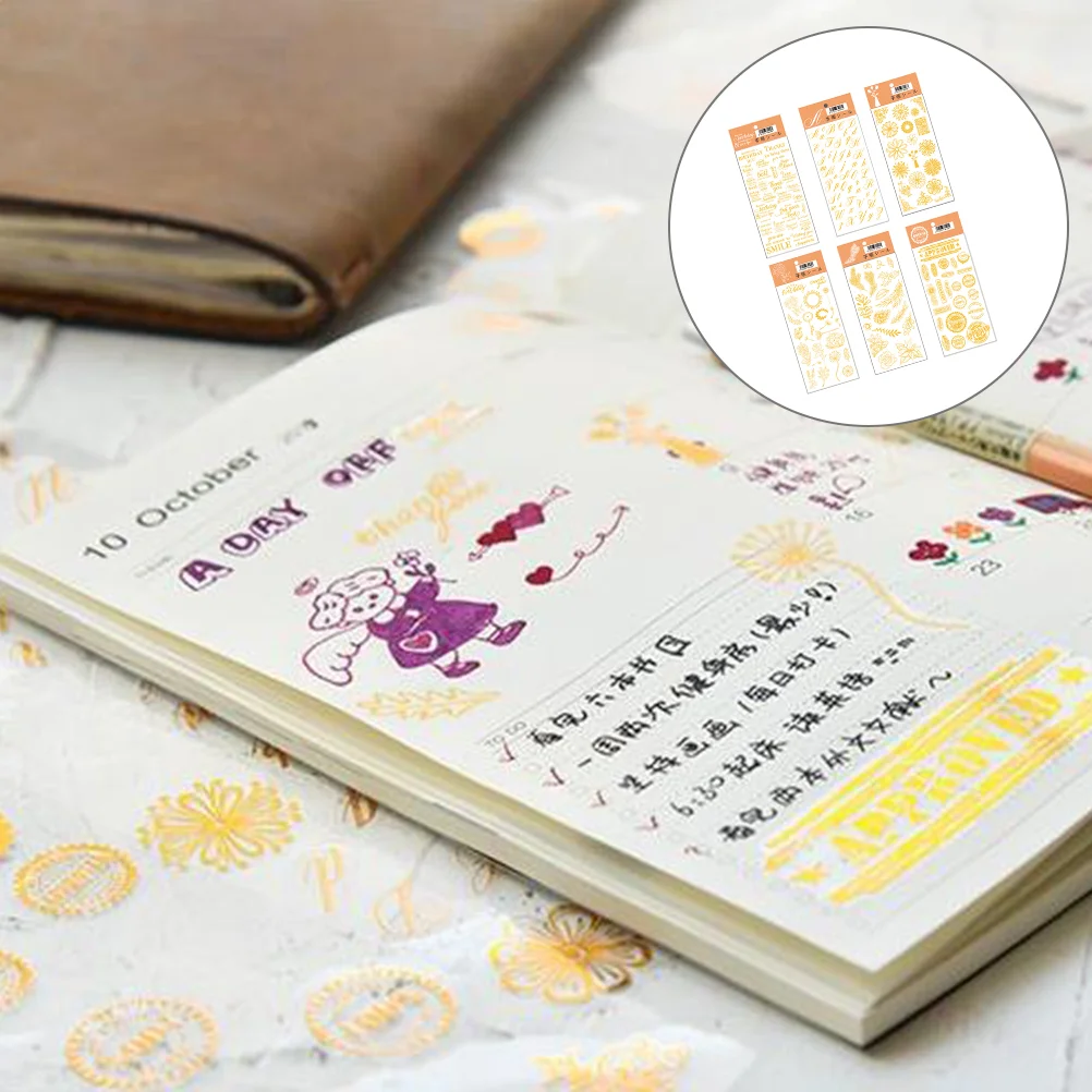 

6 Sheets Scrapbooking Stickers DIY Stickers Self Adhesive Album Stickers Diary Decals (Mixed Style)