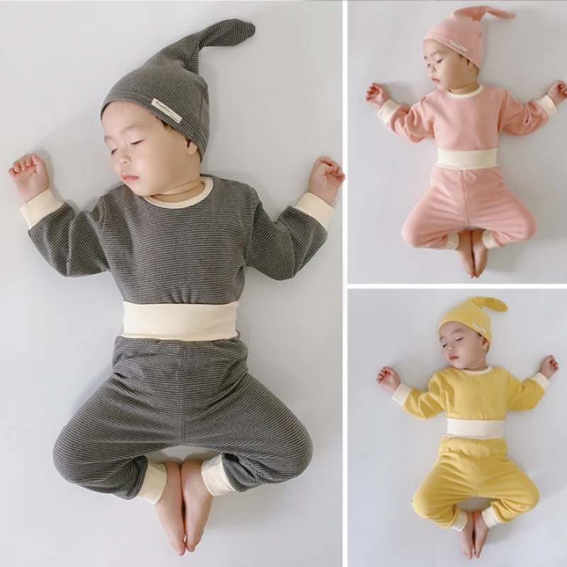 

Baby Rompers 2022 Autumn And Winter New Baby Warm Set Baby Boy And Baby Girl Striped Triangle Romper Suitable For Ages 0-2 T