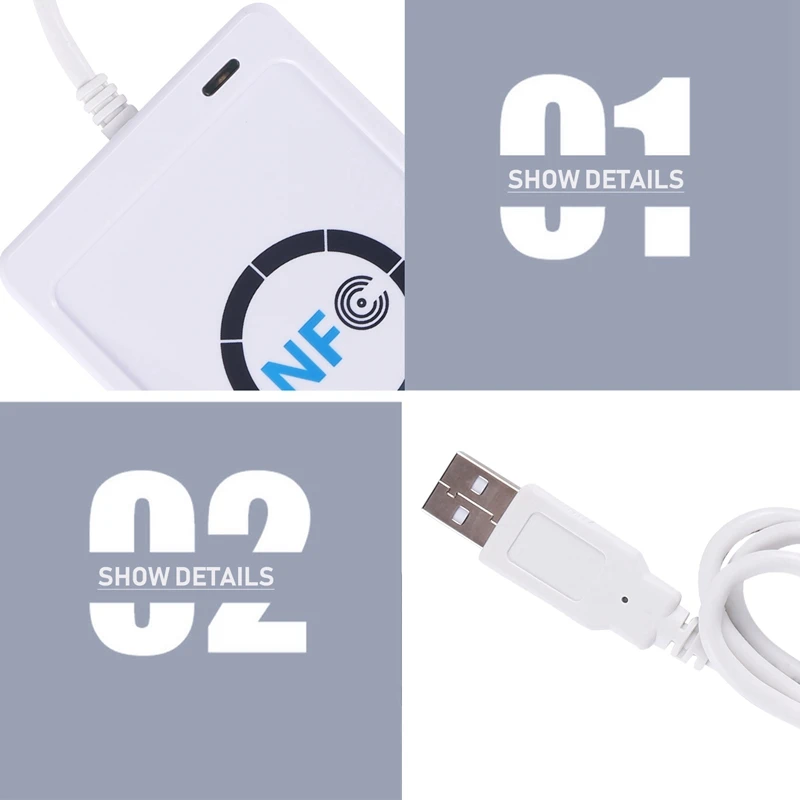 USB NFC Card Reader Writer ACR122U-A9 Китай Бесконтактный RFID-считыватель карт Windows Беспроводной