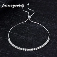 pansysen 100 925 sterling silver 2 5mm round cut high carbon diamond charm chain bracelets for women fine jewlery wholesale