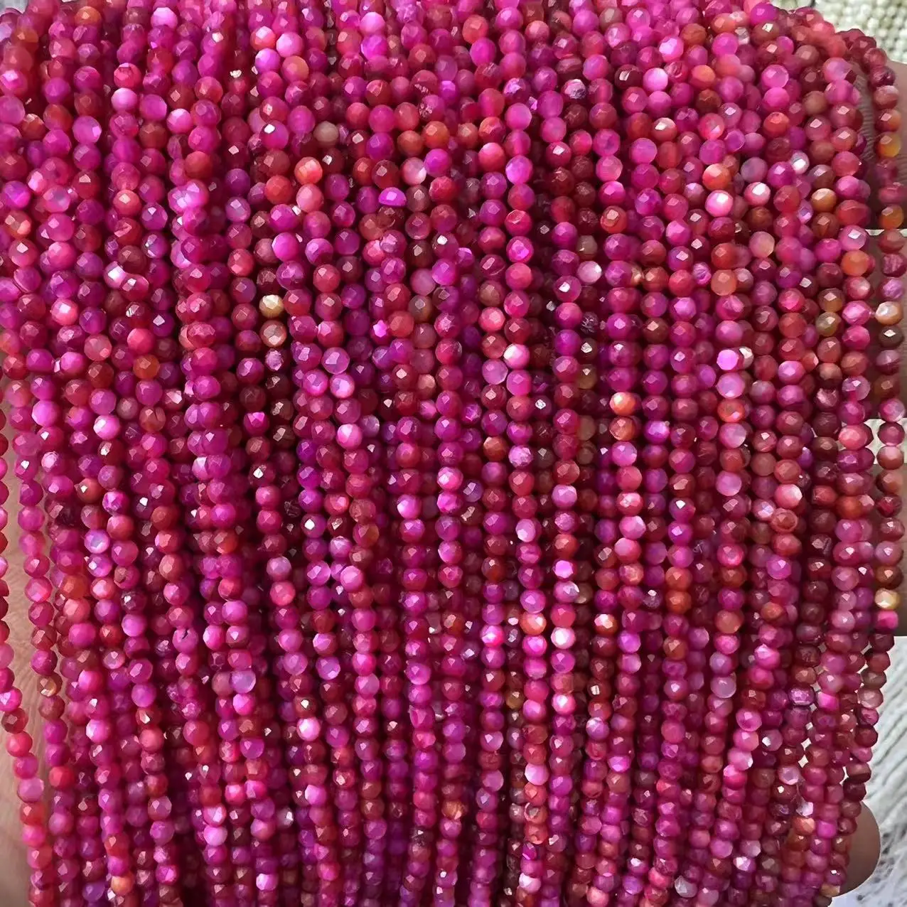 

Бусины Из Натурального розово-красного нефрита 2 мм, 3 мм, граненые круглые свободные камни для изготовления ювелирных изделий, браслетов, ожерелий 15 дюймов