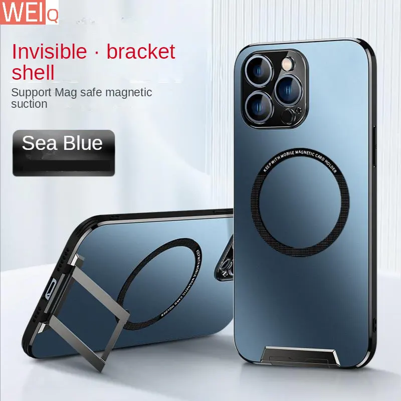 

Чехол для телефона iPhone 14 Pro Max, металлический Невидимый кронштейн, подставка, задняя крышка для iPhone 13 Pro Max 14 Plus, Магнитный чехол Magsafe