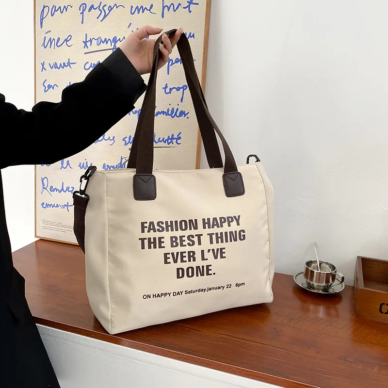 

2022 New Nylon Canvas Shoulder Bag for Women Cotton Cloth Female Student Messenger Bag Large Eco Shopping Tote Bags Handbags