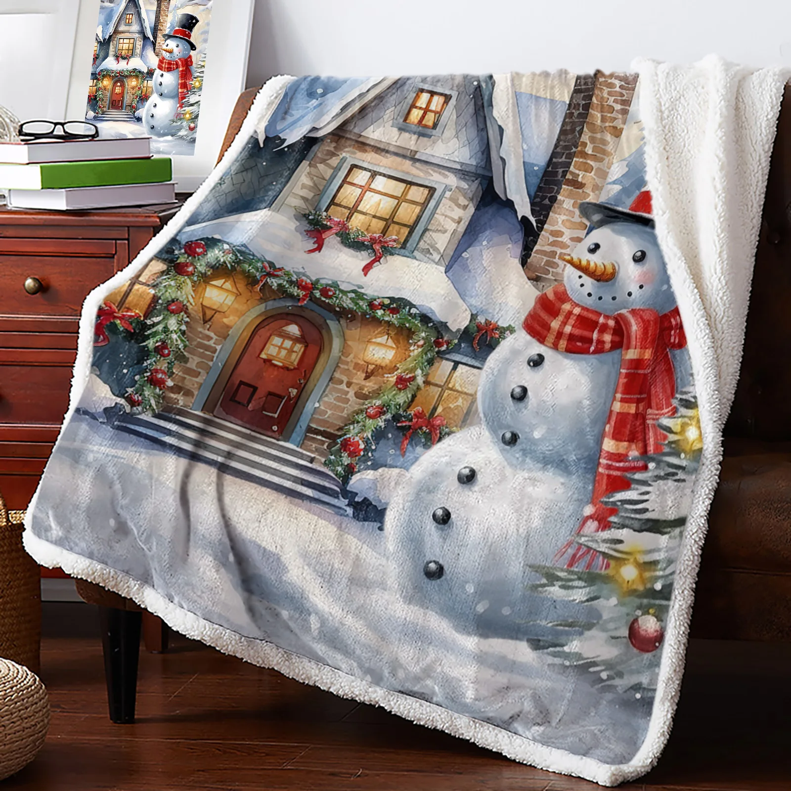 

Рождественская Снежная сцена Снеговик кашемировое одеяло зимние теплые мягкие пледы одеяла для кровати диван шерстяное одеяло покрывало