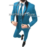 mens suit 3 piece slim fit fashion jacket vest pants wedding groomsmen party tuxedo blazer set