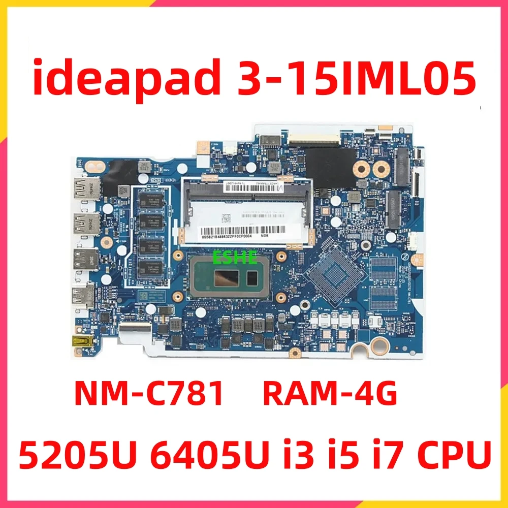 

Для Lenovo Ideapad 3-15IML05 V15 G1-IML материнская плата для ноутбука NM-C781 15 "5B20S44236 с 5205U 6405U i3 i5 i7 CPU RAM 4 Гб
