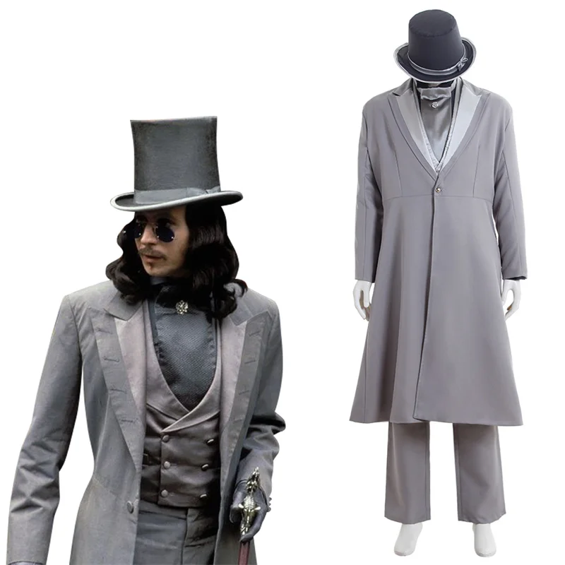 Dracula Cosplay Costume Adult Men's Jacket Pants Vest Shirt Full Set with Hat Halloween Carnival Vampire Outfits