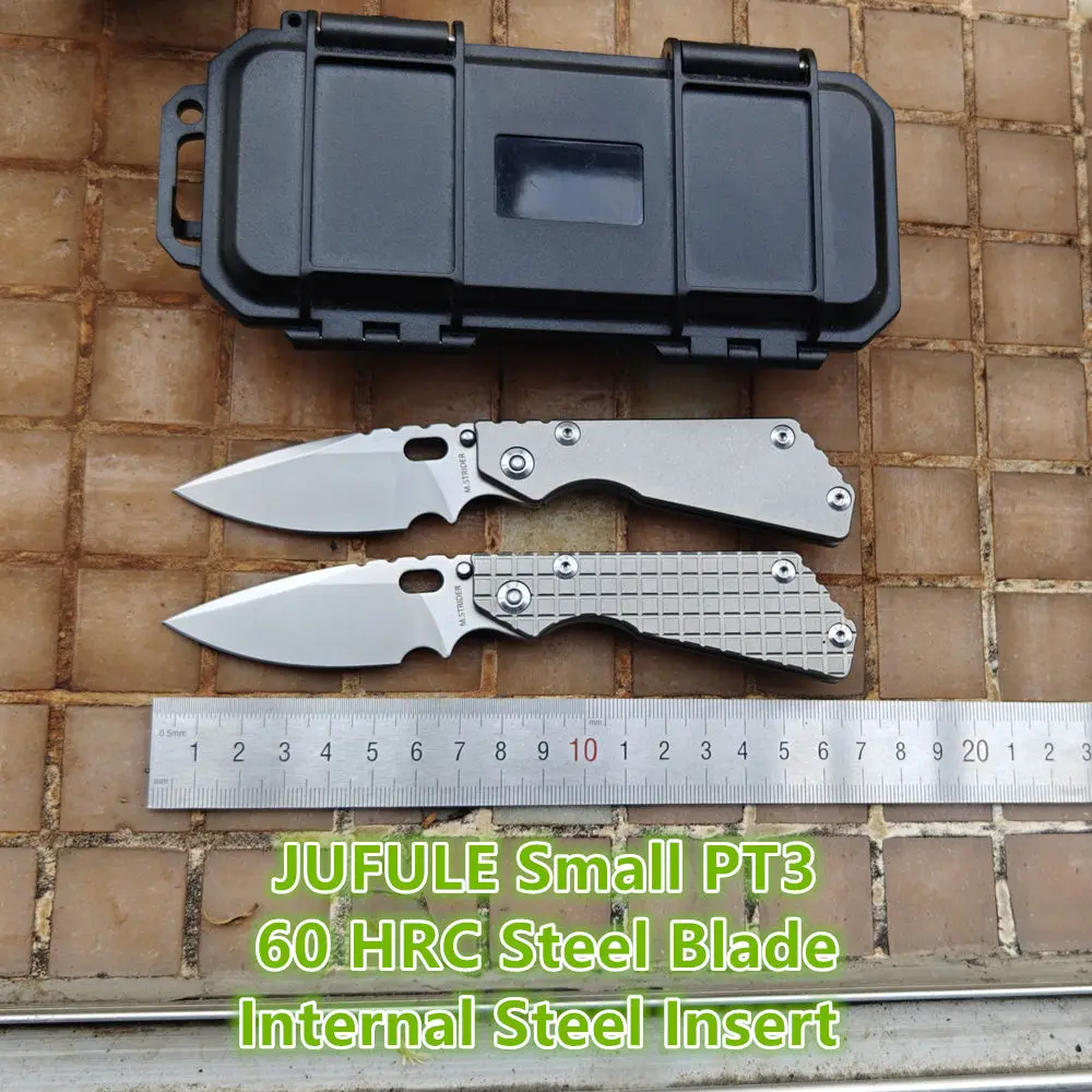 Фото Складной нож JUFULE Gen 3 PT Mick Strider PT3 Cryogenic 154CM со стальной титановой рукоятью и медной шайбой, для кемпинга, активного отдыха, EDC-инструмент №2