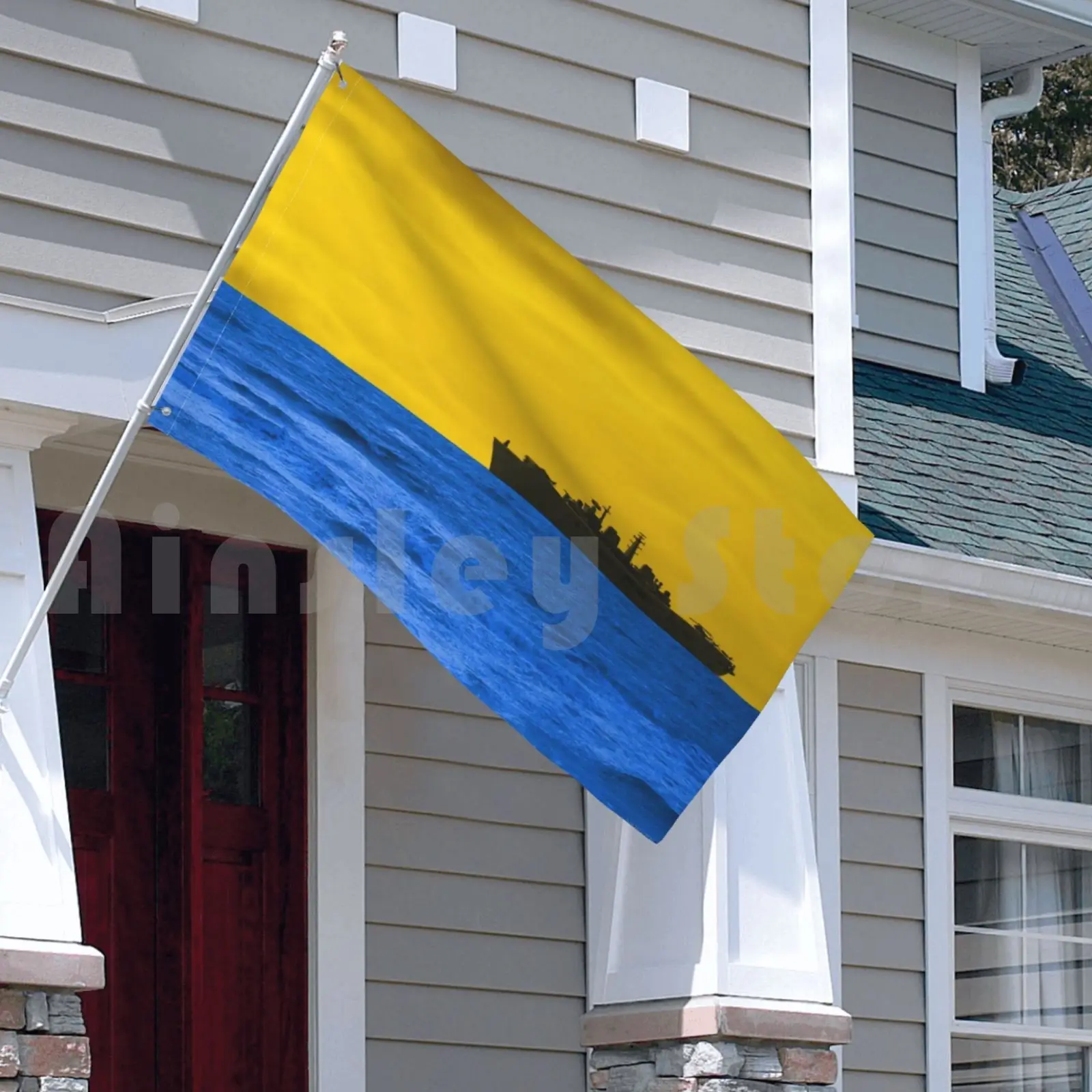 Уличный декоративный флаг на закате Автомобильный желтый синий ковчег
