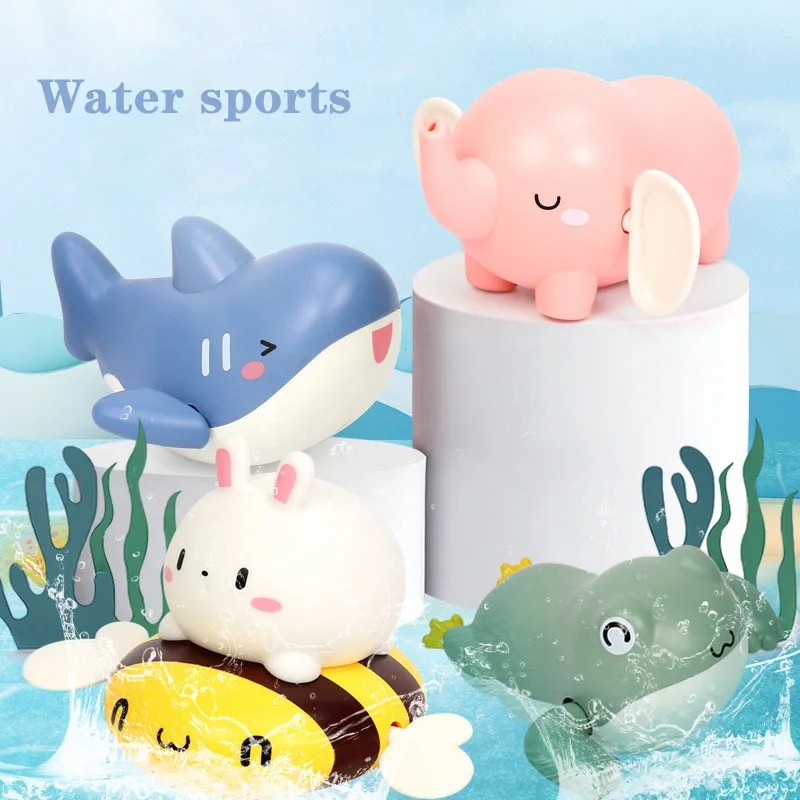 

Baby Bath Toys Spray Water Cute Animal Swimming Small Tumble Play Water Toy Bathe Play Water Pig Bunny Whale Elephant for Kids