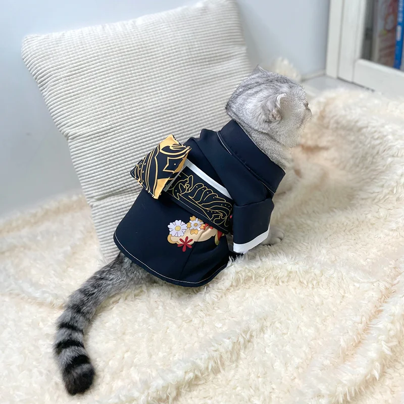 

Demon Slayer Cat Clothes Kibutsuji Muzan Pet Clothing COS Photography Supplies Spring Summer Cats Dogs Kimono Clothing
