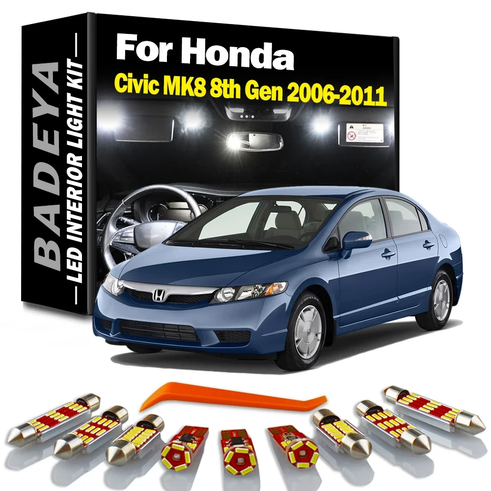 BADEYA 11 Шт. Светодиодные Лампы Купольного Освещения Для Honda Civic 8 MK8 8-го Поколения