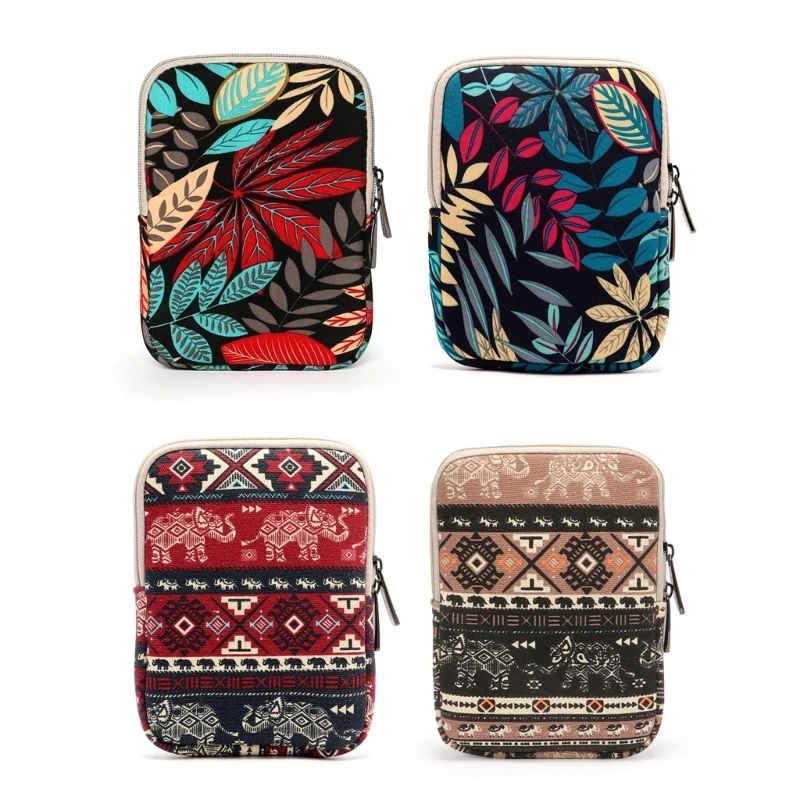

69HA Book Sleeve Book Cover Book Protector Floral Printed with Zipper Washable Fabric