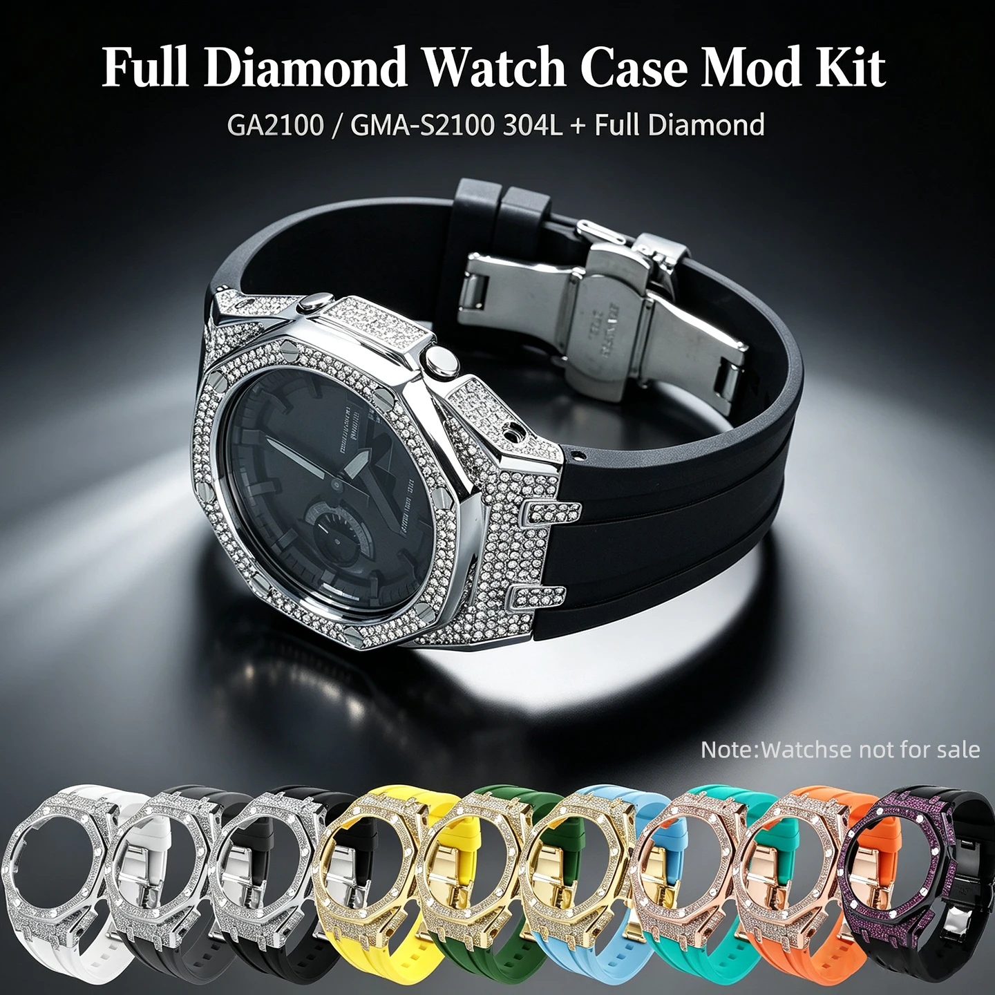 Фото Металлический корпус Diamond Starry с резиновым ремешком, аксессуары для модификации Casio Farm Oak GA2100 GMA-S2100 GA-B2100, комплект для замены для мужчин и женщин №1