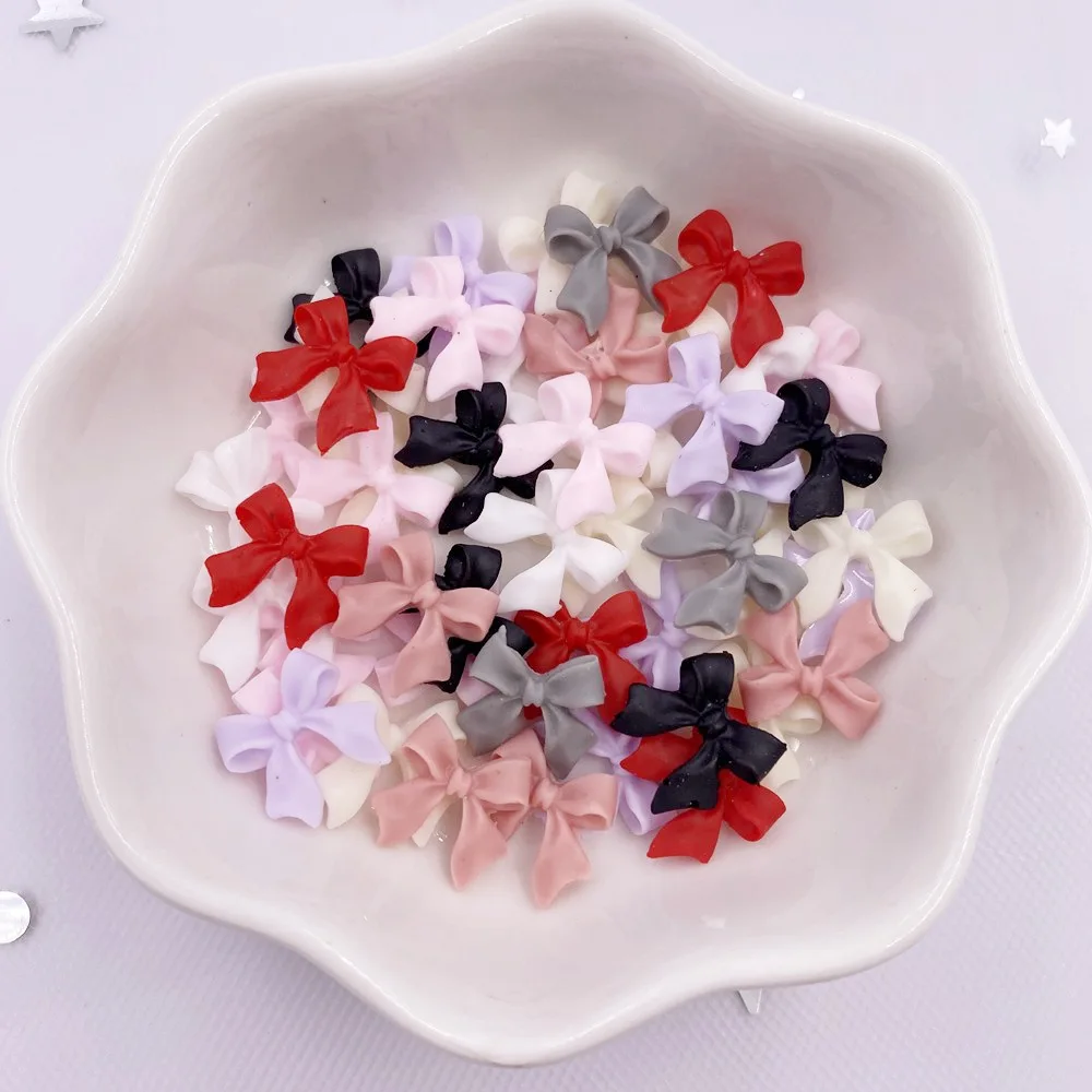 

50pcs Resin 11mm Colorful Bowknot Gem Flatback Rhinestone Figurines Appliques DIY Wedding Scrapbook Nail Art Craft OL018