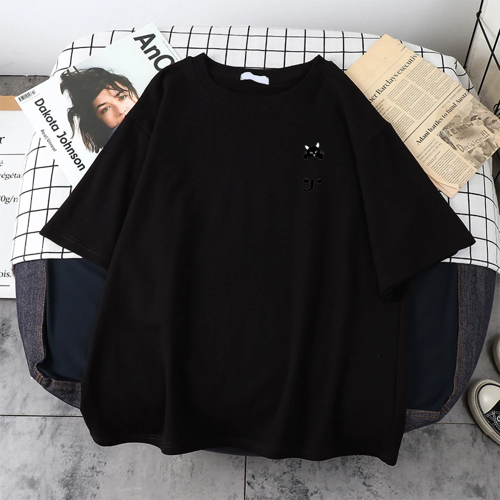 

Женские футболки с принтом милого черного кота, дышащие топы большого размера, повседневные футболки с коротким рукавом, модная удобная мужская футболка