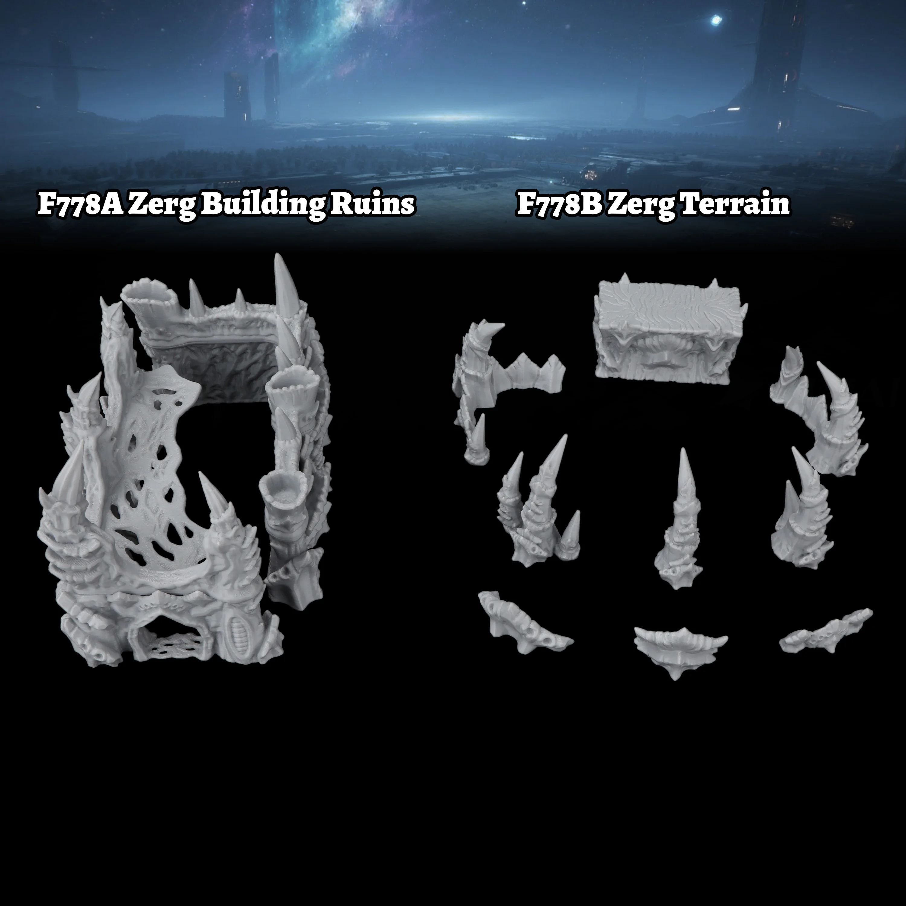 Фото Набор миниатюрных моделей RPG Zerg Terrain, элементы декорации для инопланетного гнезда, аксессуары для научно-фантастических настольных ролевых игр №4