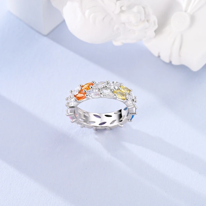 Сверкающее кольцо из стерлингового серебра 925 пробы с плотным цирконом широкое и