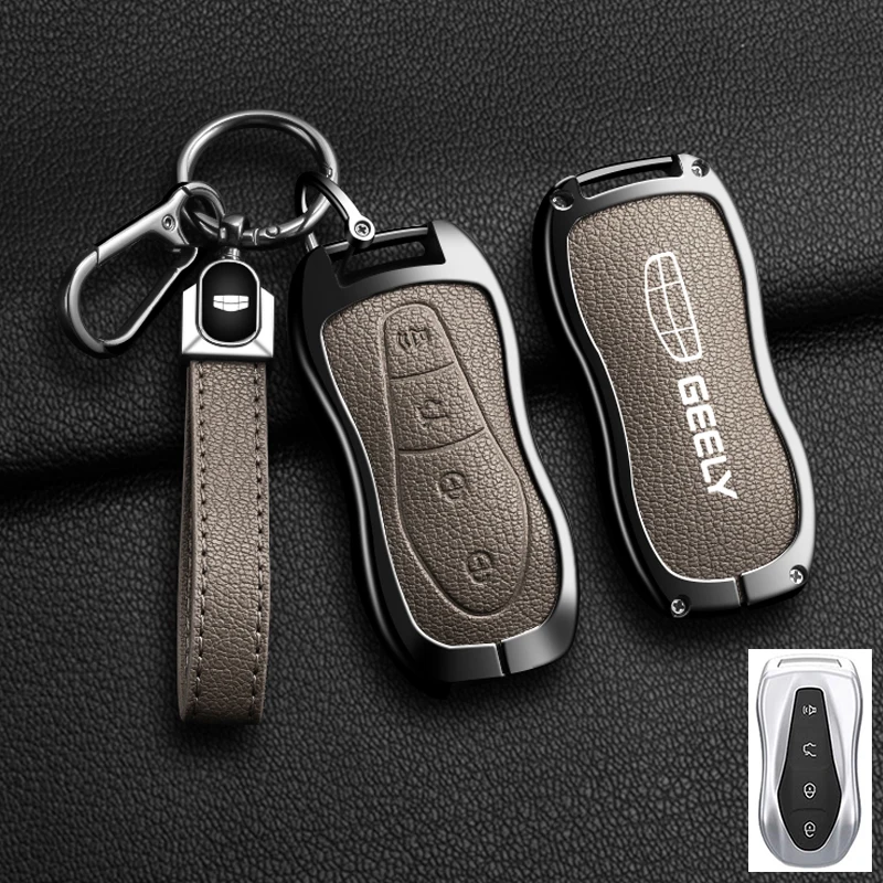 

Чехол для автомобильного ключа из овчины, сплав для Geely Tugella 2020 Azkarra Xingyue Boyue Pro Atlas Pro Gili Tugella, брелок, автомобильные аксессуары