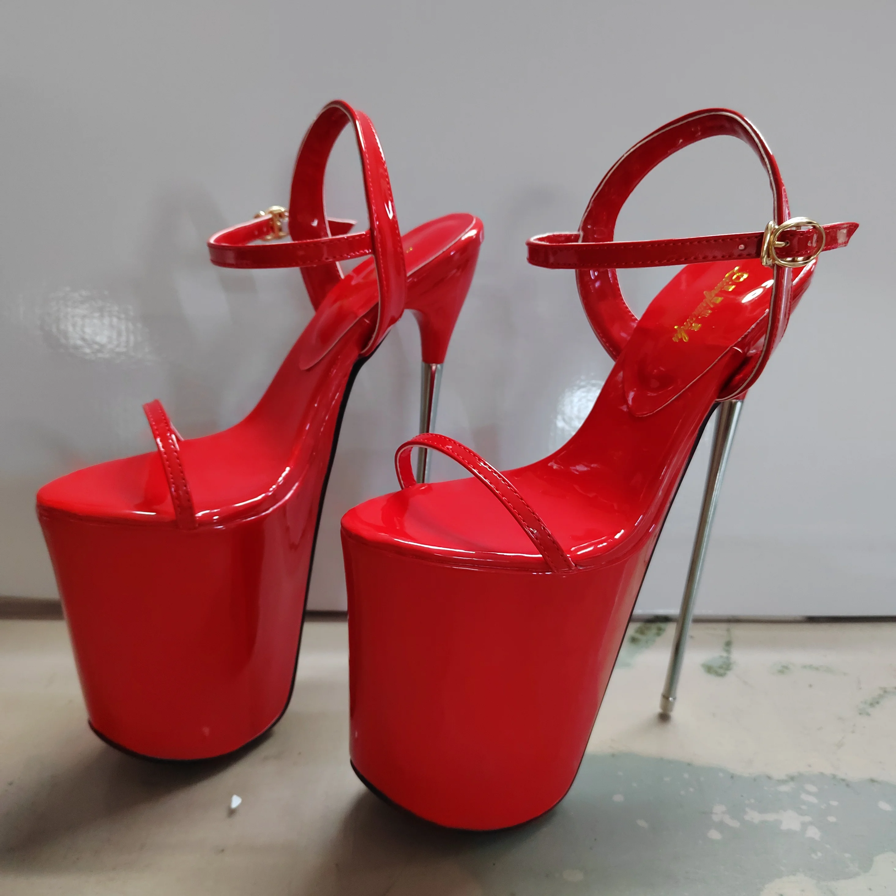 SDTRFT 22cm Metal Super Thin High Heels Platform Sandals Buckle Shoes Woman Pumps SUMMER Peep Toe Bridal Catwalk Shows Stilettos